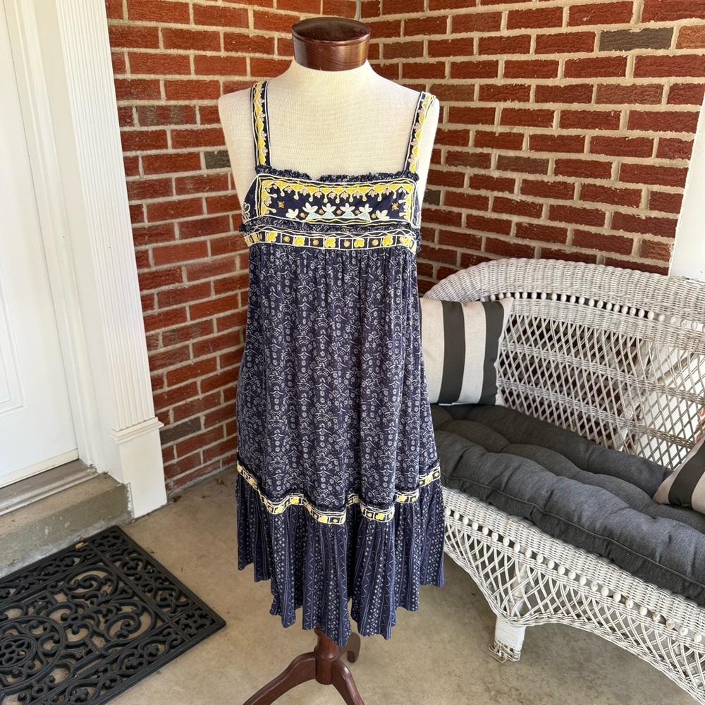 SOLD. Free People Navy Floral Midi Dress